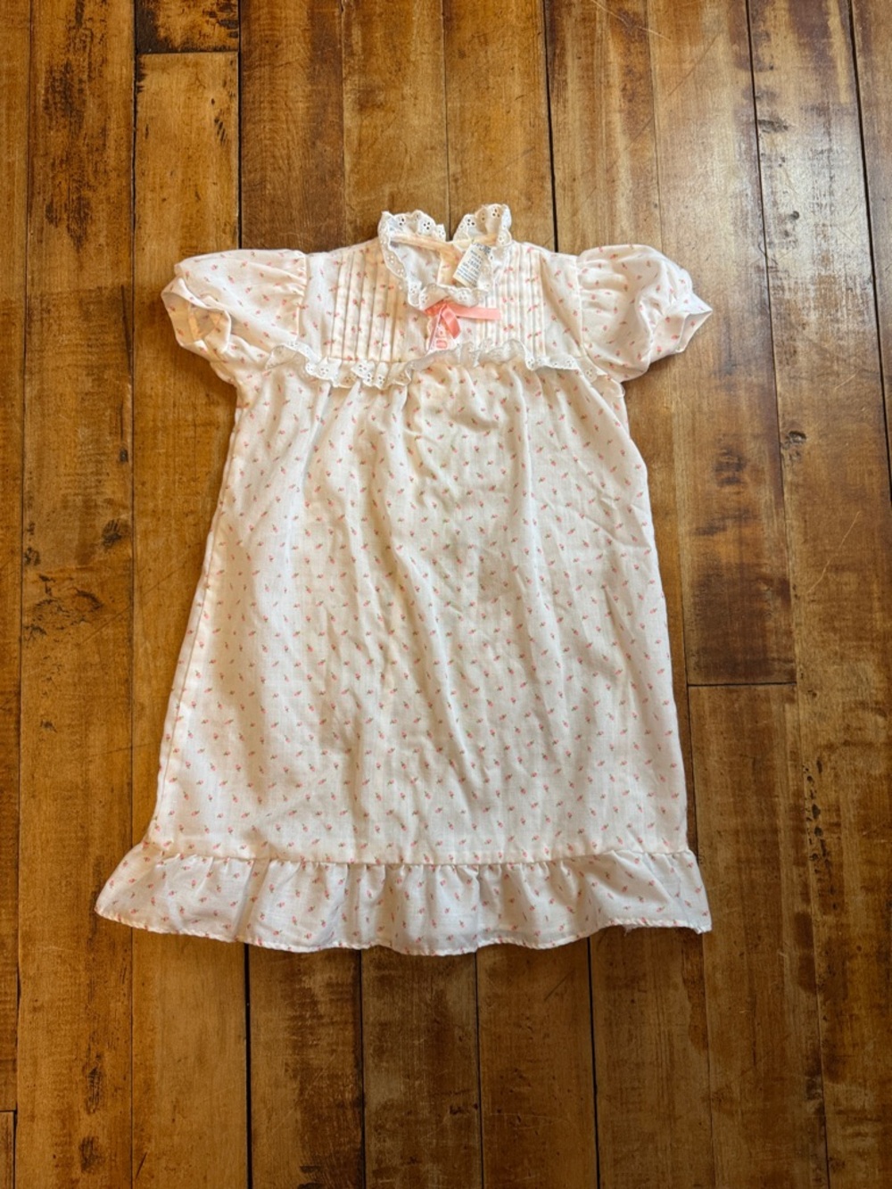 Vintage Her Majesty Pink Floral dress 18 months Lace Trim cottagecore